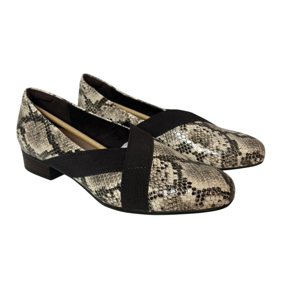 Clarks Collection Juliet Dahlia Taupe Snakeskin Print Low Heel - Wide Width 8W